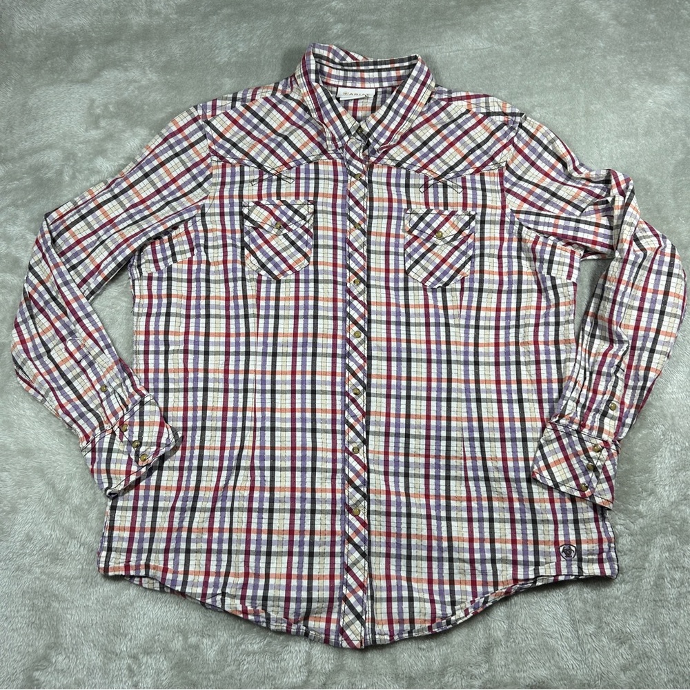 Ariat Women’s XL Plaid Western Pearl Snap Long Sleeve Shirt Cowboy